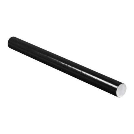 The Packaging Wholesalers Colored Mailing Tubes With Caps, 2" Dia. x 24"L, 0.06" Thick, Black, 50/Pack P2024BL